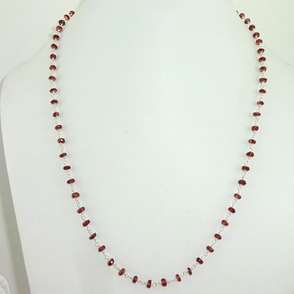 garnet and silver necklace, 17 inches long.